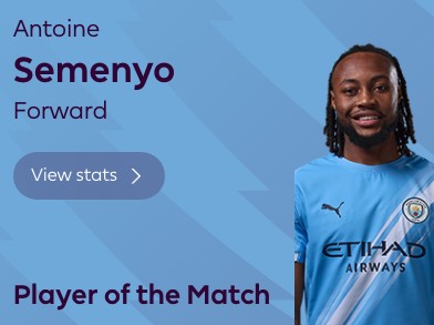 打入唯一进球,塞门约当选曼城客战利兹联全场最佳球员 新闻